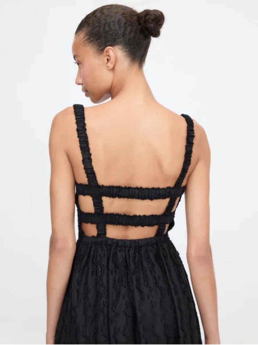 Hill House Home Anita Nap Dress Black Fil Coupé Smocked XS - Picture 6 of 6